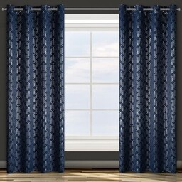 Zasłona POLI 140 x 250 cm przelotki granatowo-srebrny