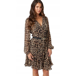 MARCIANO GUESS SUKIENKA ROZKLOSZOWANA Z DEKOLTEM SEREK LEOPARD
