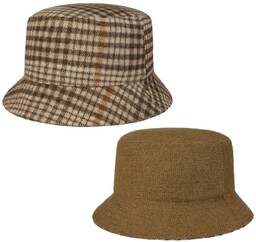 Kapelusz Dwustronny Small Checks Bucket by Lipodo, beżowy,