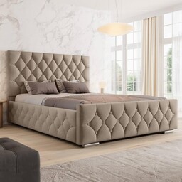 Łóżko z pojemnikiem 4319G 160x200 Welur Ciemny beżowy