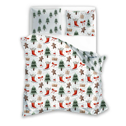 Faro Pościel świąteczna bawełniana 160x200 wzór 078 biała