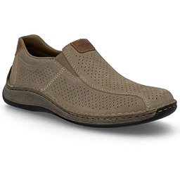 Skórzane półbuty męskie ażurowe wsuwane brązowe Rieker 05272-64