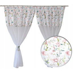 Firana do salonu sypialni Koliberek kwiaty 300x160 delikatna