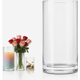 WAZON SZKLANY CYLINDER PRZEZROCZYSTY 25 CM OKRĄGŁY NOWOCZESNY