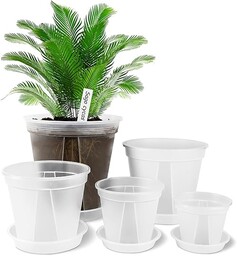 GREENPARA Przezroczysta plastikowa donica z podstawką 10 szt.
