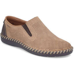 Skórzane półbuty męskie ażurowe wsuwane beżowe Rieker B2460-25