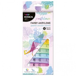 Farby akrylowe pastelowe 12 x 12ml Kidea DF-FAAP12KA-91836