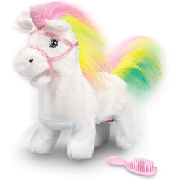 Animigos Rainbow Unicorn, biały jednorożec z tęczową kosiarką,