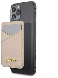 Guess Wallet Card Slot GUWMSSASLGO MagSafe Saffiano złoty/gold