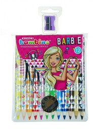 Kredki w oprawie drewnianej 12 kolorów Nadruk Barbie