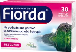 Fiorda, smak malinowy, 30 pastylek do ssania