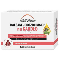 Produkty Bonifraterskie Balsam Jerozolimski na gardło, 16 pastylek