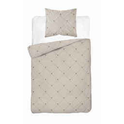 Detexpol Pościel satynowa 140x200 beżowa w geometryczne romby