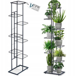 Kwietnik metalowy czarny 8-poziomowy 142 cm