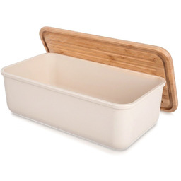 Chlebak z deską bambusową kremowy 40x23x13 cm
