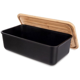 Chlebak z deską bambusową czarny BLACK 40x23x13 cm