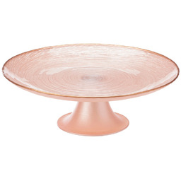 Patera na tort na nóżce szklana różowa 21