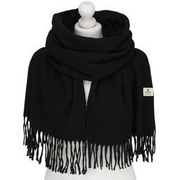 Dwustronny szalik damski z poliestru w czarnym kolorze