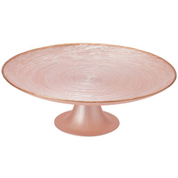 Patera na tort na nóżce szklana różowa 28