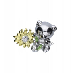 Zawieszka Miś Bead 925 Srebro, Emaliowana, pasuje