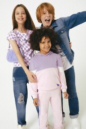 Fioletowa bluza dla dziewczynki z kapturem