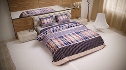 Pościel bawełniana 160x200 Krata fioletowa łososiowa 28095/1 Luxury