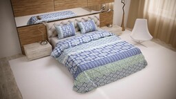 Pościel bawełniana 160x200 Ornamenty fioletowa miętowa 28177/1 Luxury