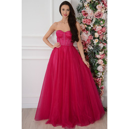 Sukienka maxi tiulowa z gorsetem fuksja Dajana