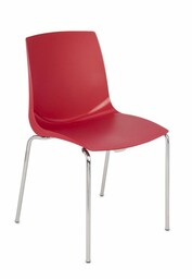 Krzesło Ari - czerwone plastikowe na metalowych nóżkach,