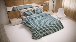 Pościel bawełniana 160x200 Krata stalowa biała 28249/1 Luxury