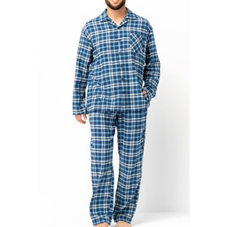 Flanelowa piżama męska KEY MNS 492 B25 granatowa