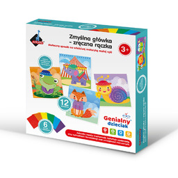 MOZAIKA ZWIERZĄTKA Genialny DZIECIAK Wyklejanka 12 Obrazków KSZTAŁTY