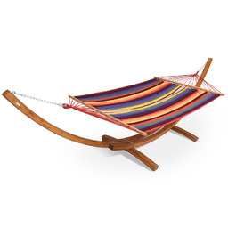 Hamak z drewnianym stojakiem Kiwi Garden Point kolorowe