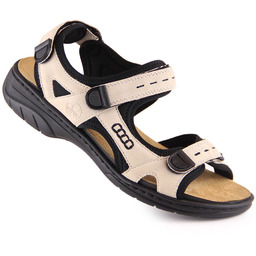 Komfortowe sandały damskie sportowe na rzepy beżowe Rieker