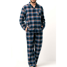 Flanelowa piżama męska KEY MNS 431 B25 granatowa