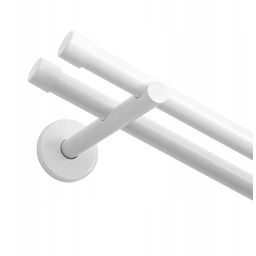 Karnisz Podwójny Metalowy 240 CM 19mm Biały Nowoczesny