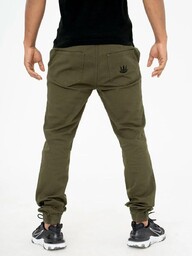 Spodnie Materiałowe Jogger Męskie Oliwkowe / Czarne Jigga
