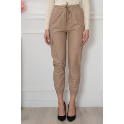 Spodnie skórzane jogger bojówki kamel Ciren