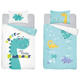 Pościel bawełniana 90x120 turkusowa dinozaur Mayamoo