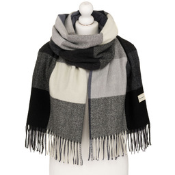 Dwustronny szal damski z poliestru w dominującym czarnym