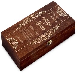 Skrzynka brązowa XL na wino z grawerem