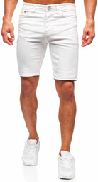 Białe krótkie spodenki jeansowe męskie Denley 0341