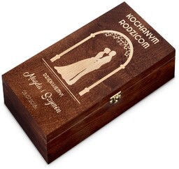 Skrzynka brązowa XL na wino z grawerem