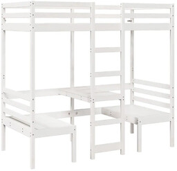 Elior Pojedyncze białe łóżko piętrowe z biurkiem 80x200