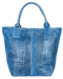 Shopper bag skórzany niebieski croco L94