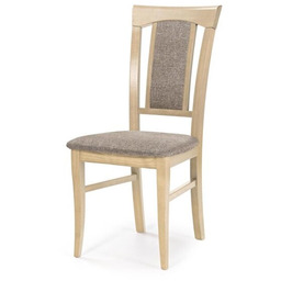 Krzesło do jadalni drewniane tapicerowane beżowe / dąb