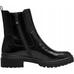TAMARIS CZARNE BOTKI LAKIEROWANE W SZPIC ELEGANCKIE 39