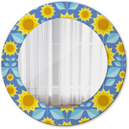 Geometryczne słoneczniki Lustro dekoracyjne okrągłe