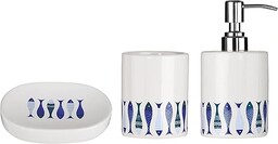 Premier Housewares Ryby zestaw łazienkowy  biały/niebieski