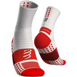 Compressport Skarpety PRO MARATHON SOCKS FLUO RED/WHITE